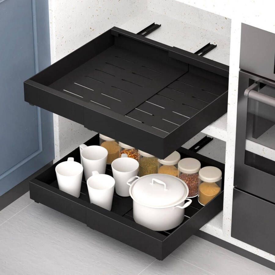 Telescopische lade uittrekbaar verstelbare breedte keukenkast organizer uittrekbaar zonder boren keuken badkamer woonkamer 31-50 x 40 x 75 cm
