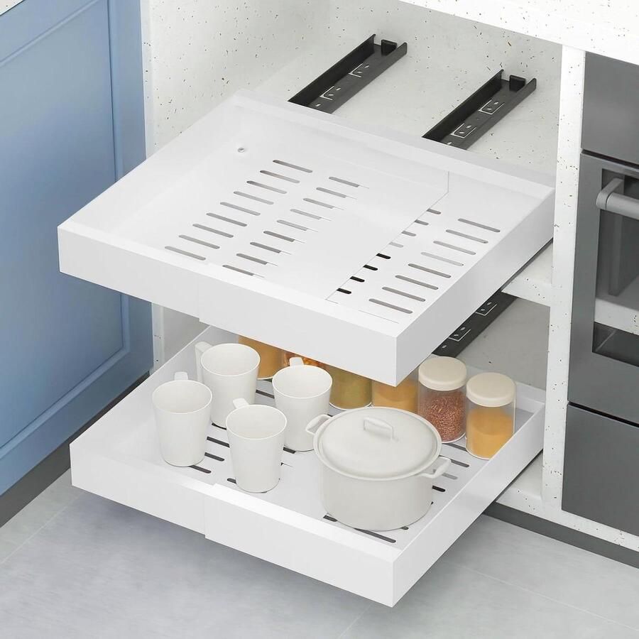 Telescopische lade verstelbare breedte uittrekbaar wit 30-51 x 40 x keukenkast organizer badkamer woonkamer