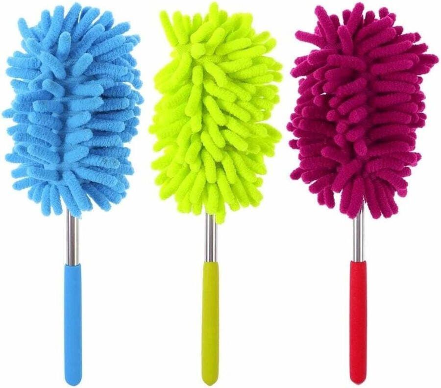 Telescopische Plumeau Uitschuifbaar 3 stuks uitschuifbare stofdoek roestvrij staal telescopische microvezel en chenille stofdoek borstel
