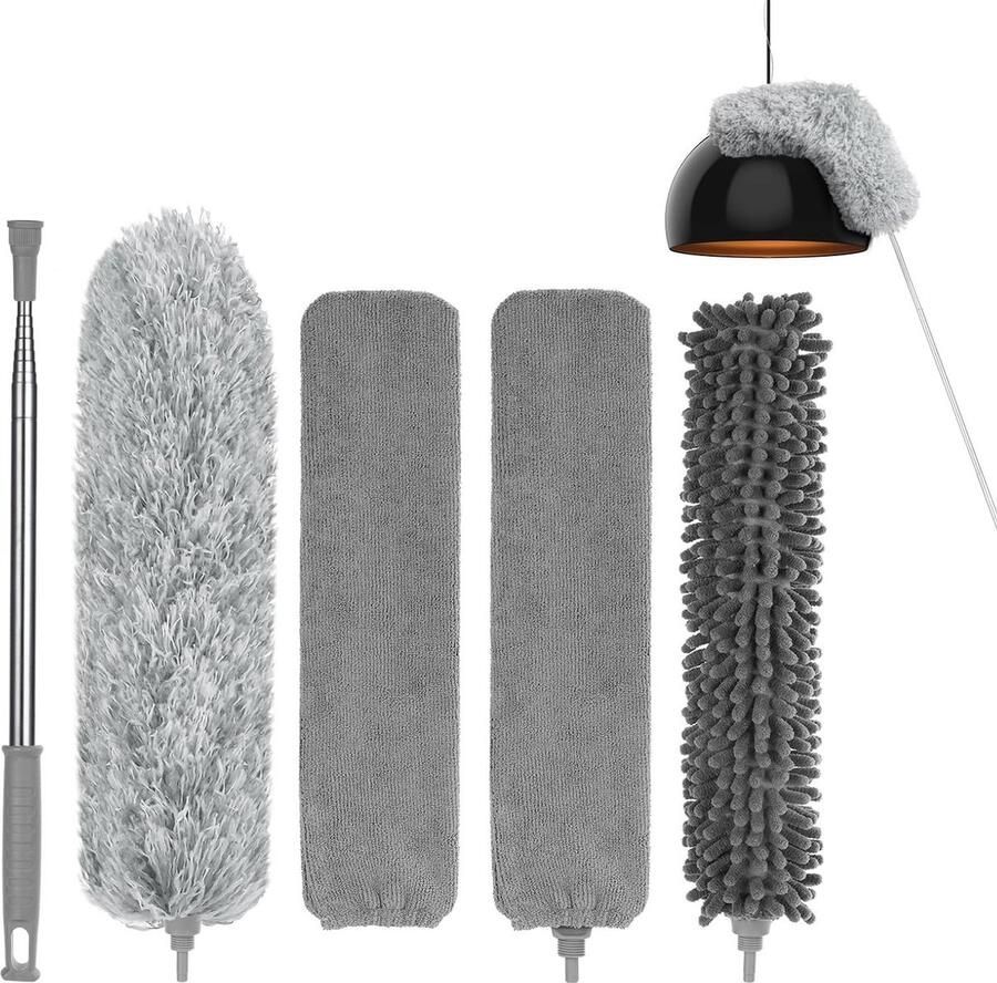 Telescopische set reinigingsborstel wasbaar microvezel stofdoek roestvrij staal 243 cm stofborstel thuis Plumeau