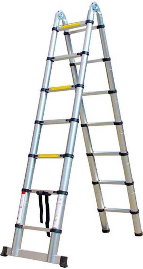Telescopische vouwladder 16 treeds Werkhoogte 4.40m