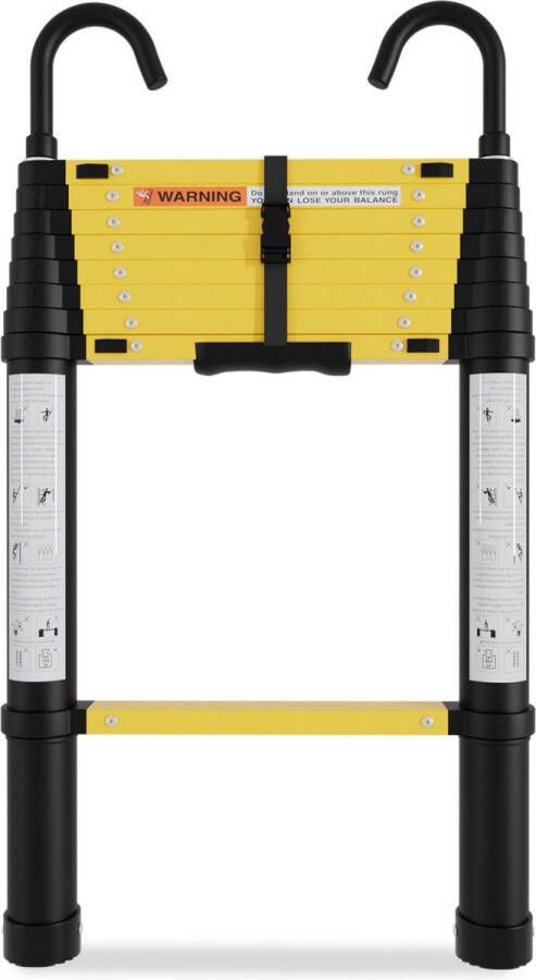 Telescopische Vouwladder Telescopische Ladders Alu-2 6m ON-knop retractie Met haak- geel zwart