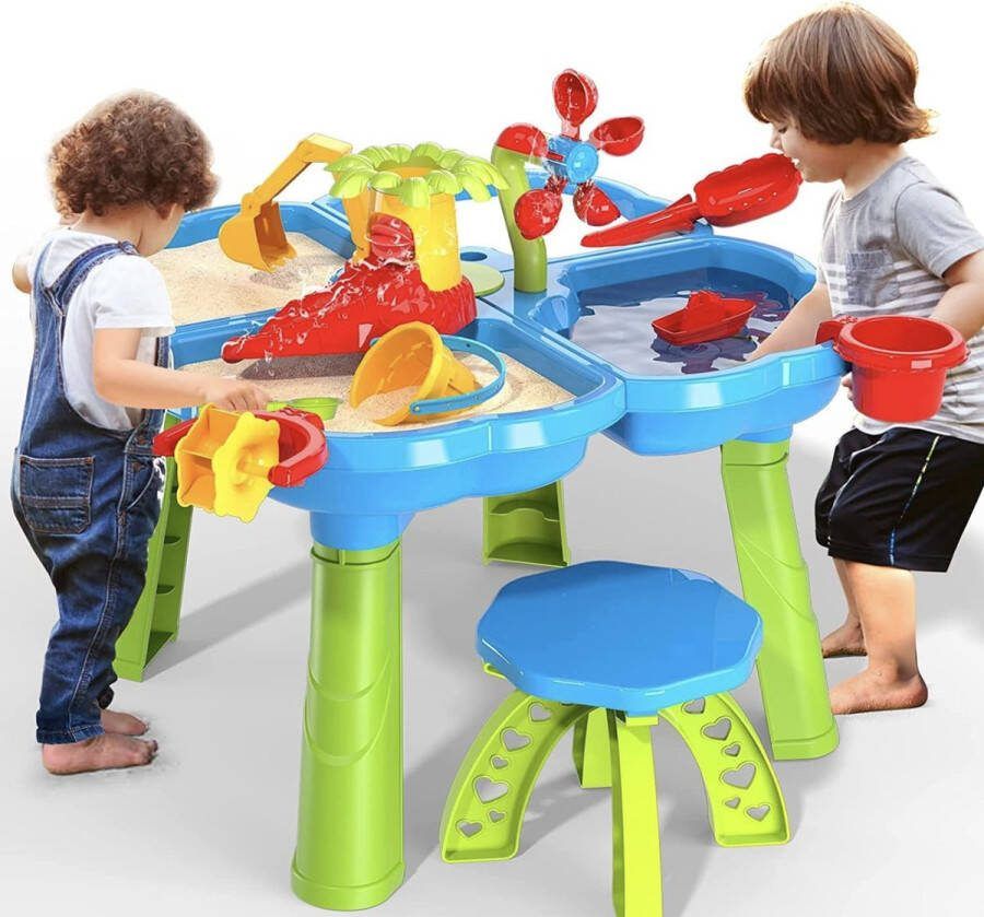 TEMI 4-in-1 Zandwatertafel Zandspeelgoed voor kinderen 32 onderdelen Waterspeelgoed Watertafel met Accessoires