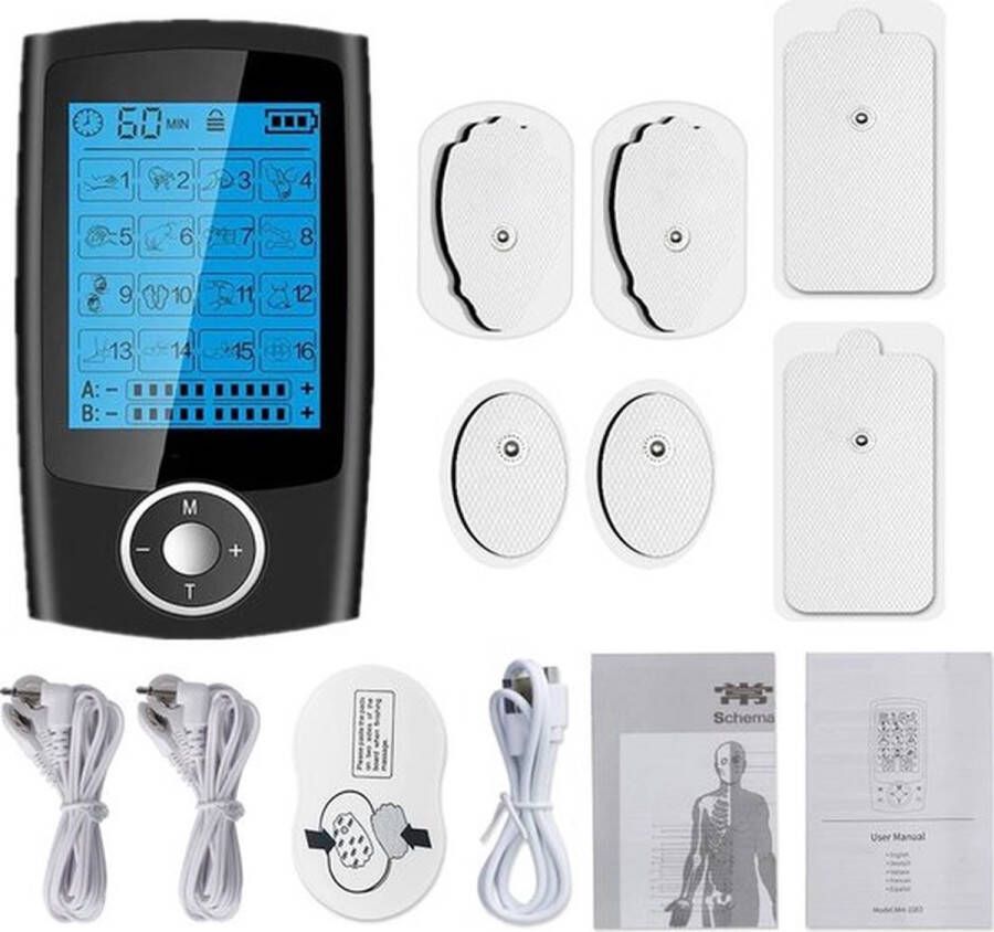 Tens Apparaat EMS Therapie Elektrische Spier Stimulator 16 modus Elektrodentherapie voor Spierstimulatie (EMS) & Pijnverlichting Pijn Therapie Massage Apparaat Nekmassage Voetmassage Acupressuur