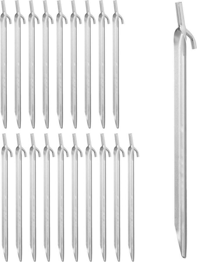Tent tentharingen set 20 stuks grondankers harde ondergronden tenten paviljoenen 30 cm staal zilver