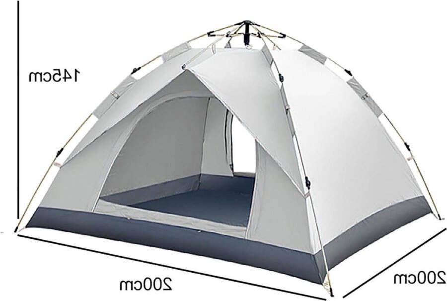 Tent Waterdichte Campingtent voor 3-4 Personen Automatische Koepeltent met 2 Deuren Snel Op te Bouwen Pop-up Tent voor Strand en Festival