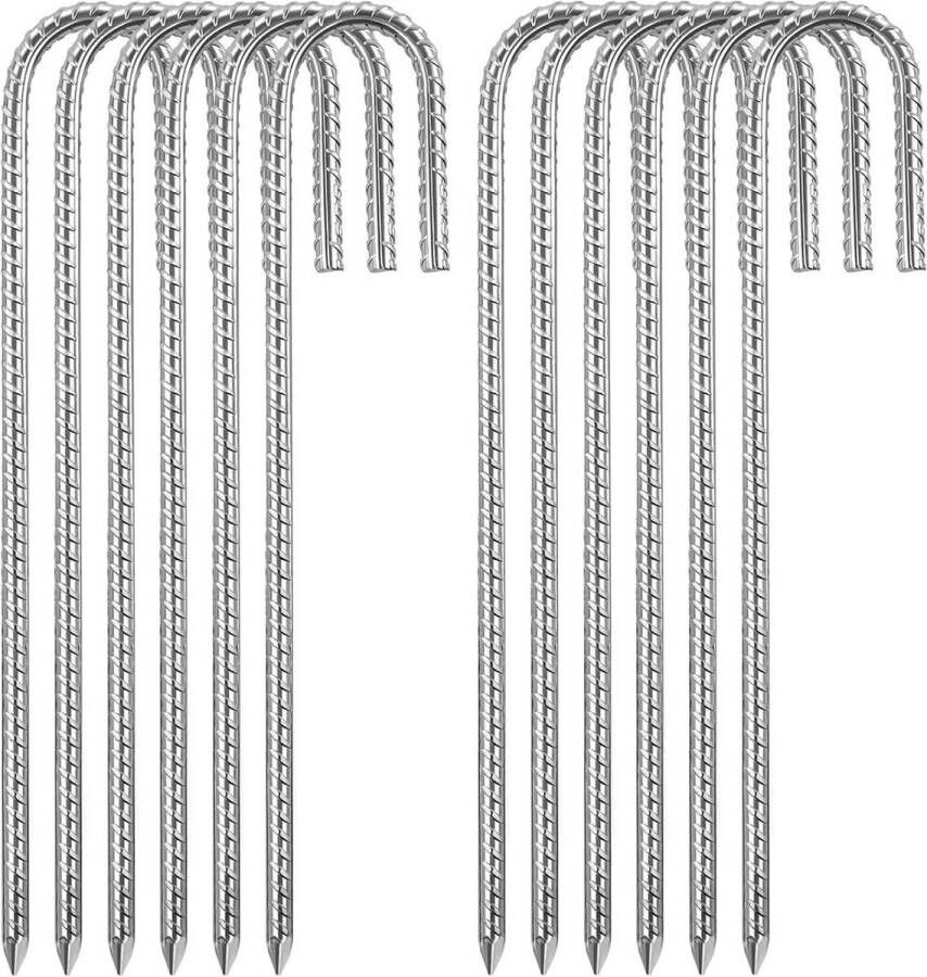 Tentharingen verzinkt 12-delig grondanker tentaccessoires campingtent camping schommel trampolineliften 8 mm x 30 cm