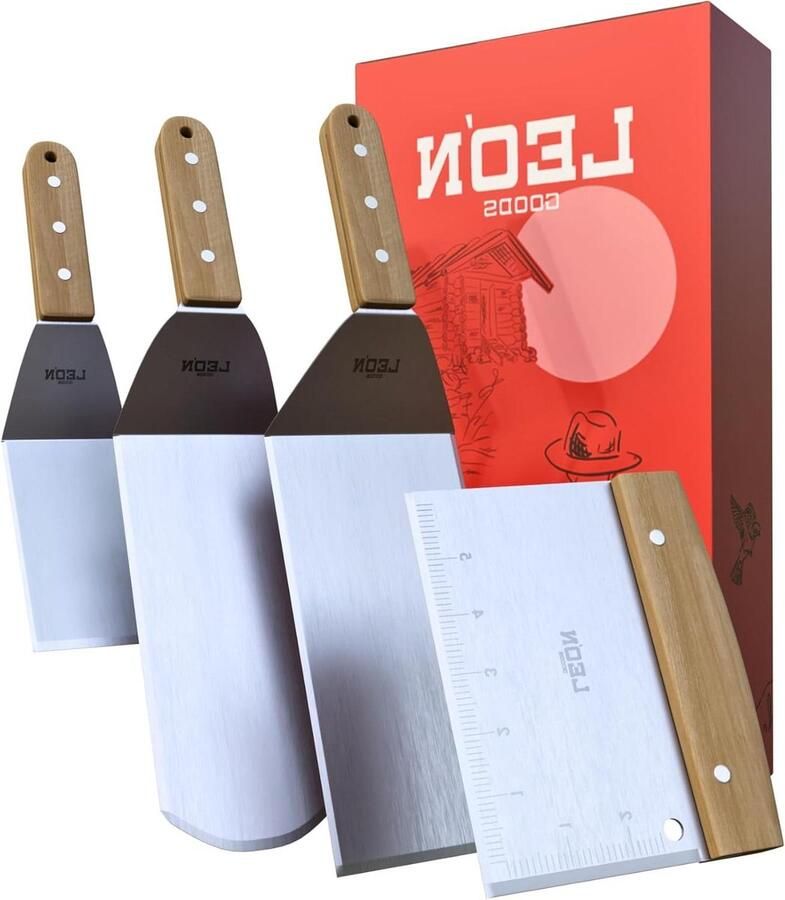 Teppanyaki Grillspatels van Roestvrij Staal voor Plancha Grills en Grillplaten Accessoires met Extra Lengte