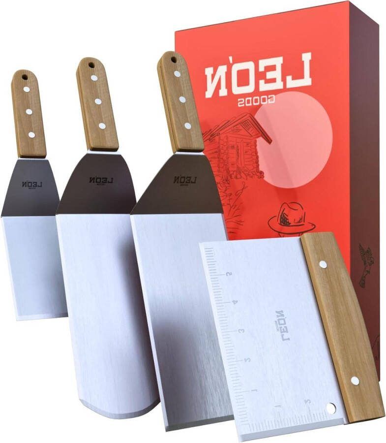 Teppanyaki roestvrij stalen barbecue-accessoires lange grillspatels plancha grills & grillplaten