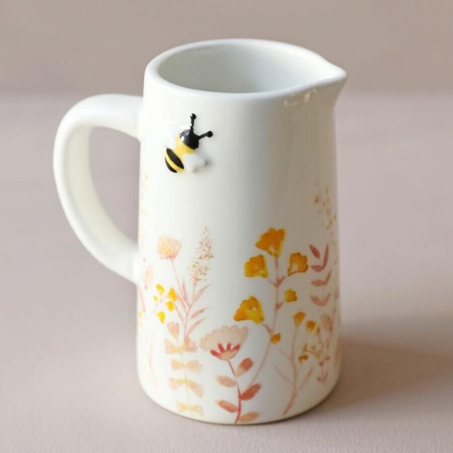 Terracotta Floral Melkkannetje Met bij in reliëf Koffie Maken