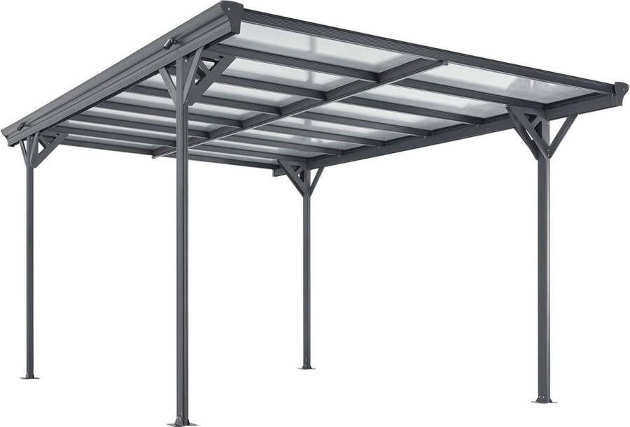 Juskys Terrasdak Carport Platdak 5 x 3 m Donkergrijs