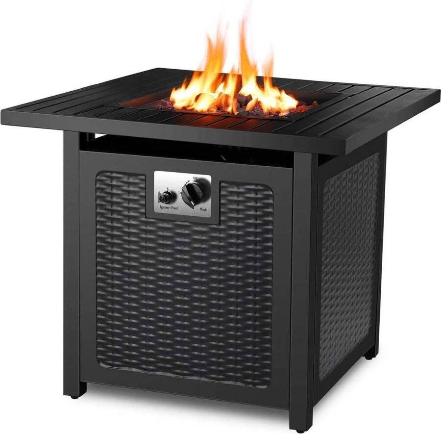 Terrashaard vuurkorf heater terraskachel vuurtafel voor buiten terrashaard gas -71 x 71 cm gashaard met waterdichte beschermhoes en lavasteen Gas haard