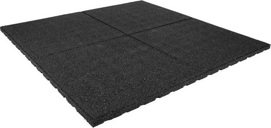 Rubbermagazijn Terrastegel rubber Per stuk Per 1 m² Zwart 100x100cm Dikte 2 5cm