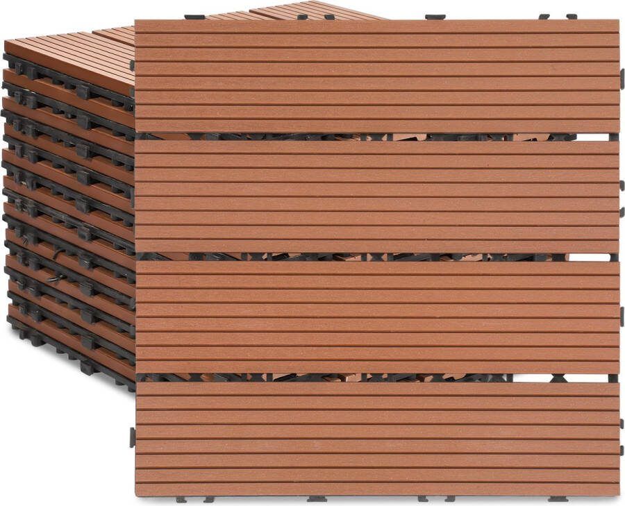 Terrastegels 30x30cm 22 stuks 2m² WPC Tegels Balkon Terras of Vlonder Snelle Montage Vlondertegel Tuintegels Terrasplanken Balkon vloer Kliktegels Buiten tegels Geelbruin