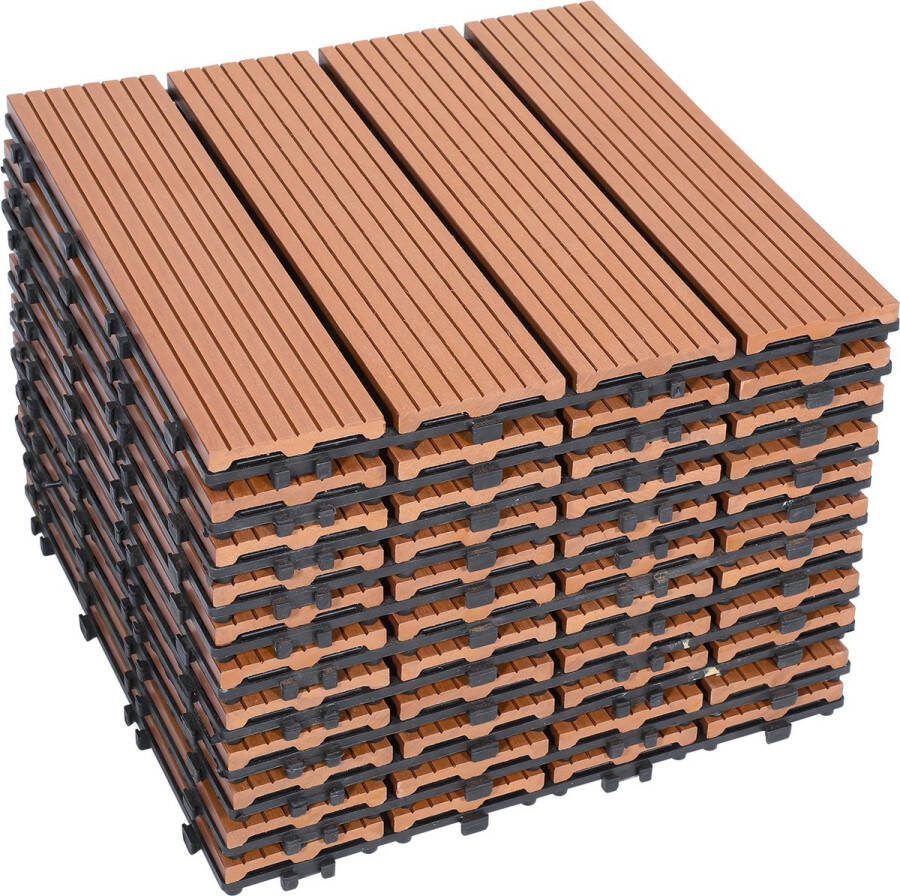 Terrastegels 30x30cm 55 stuks 5m² WPC Tegels Balkon Terras of Vlonder Snelle Montage Vlondertegel Tuintegels Terrasplanken Balkon vloer Kliktegels Buiten tegels Geelbruin
