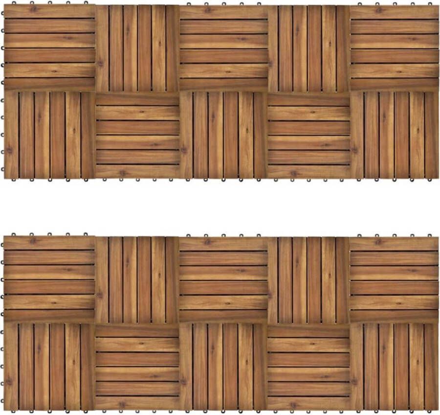 Terrastegels houten tegel Verticaal patroon Acacia 30 x 30 cm set van 20 tegels