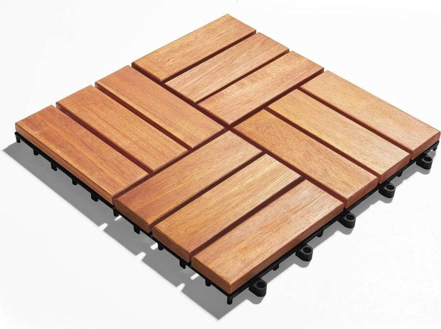 Terrastegels Houten vloertegels Acaciahout Weerbestendig Eenvoudig te installeren 10 stuks 30 x 30 cm (ca. 0 9 m2)