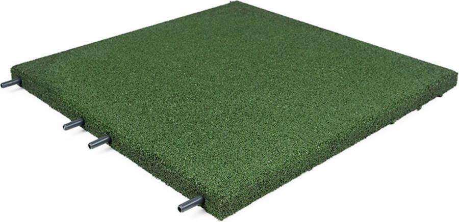 Rubbermagazijn Terrastegels rubber | 4 stuks | Per 1 m² | Groen | 50x50cm | Pen Gat | Dikte 3cm