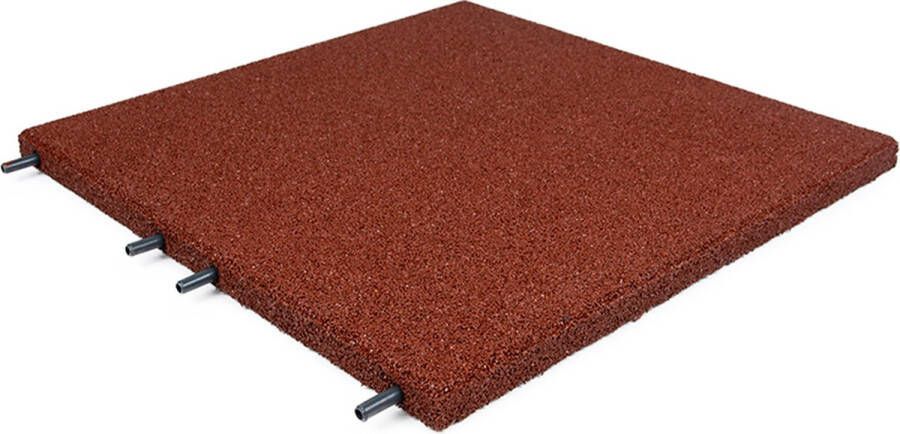 Rubbermagazijn Terrastegels rubber | 4 stuks | Per 1 m² | Rood | 50x50cm | Pen Gat | Dikte 3cm