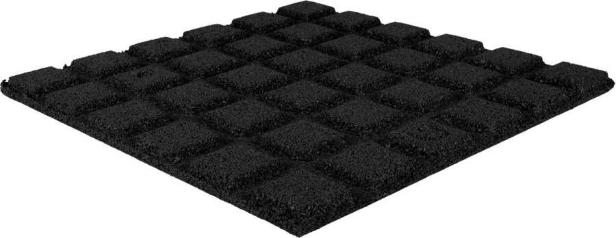 Rubbermagazijn Terrastegels rubber | 4 stuks | Per 1 m² | Zwart | 50x50cm | Dikte 2 5cm