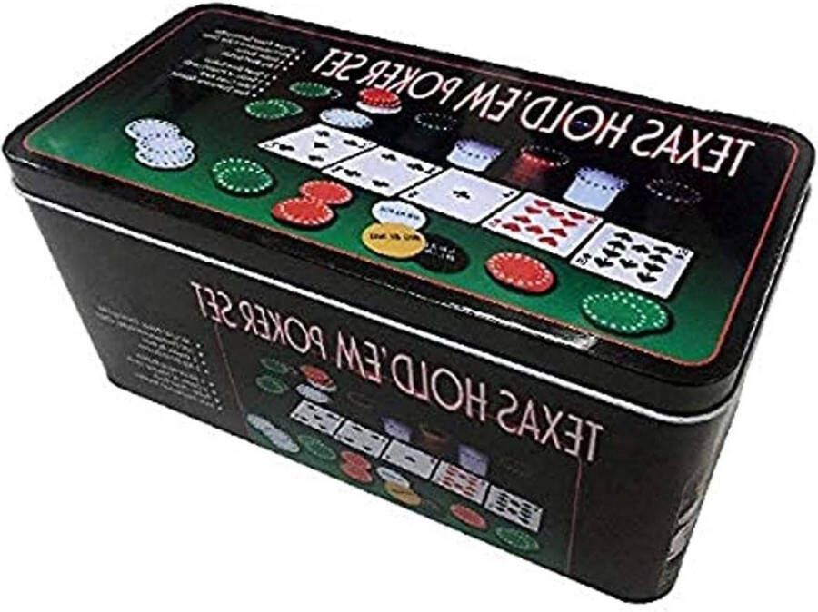 Texas Hold'em pokerset met chips en kaarten Pokerset