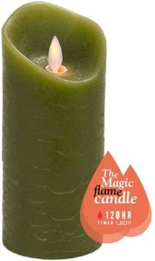 The magic flame candle 120hr timer led kaars olijf groen