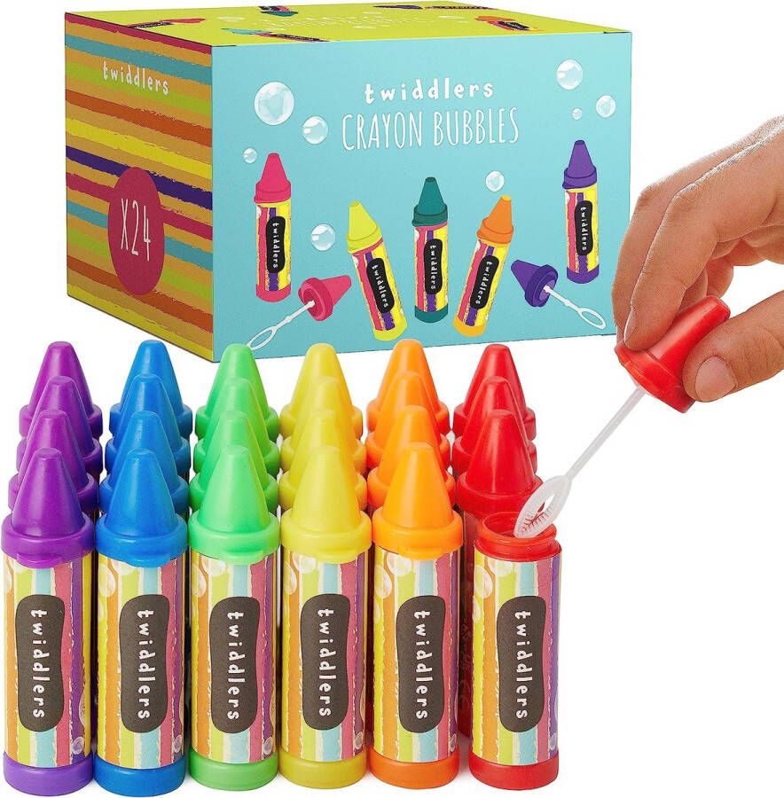 THE TWIDDLERS 24 Mini Zeepbellen Bellenblaas Speelgoed voor Kinderen (Kleurpotlood-vormig 8cm) Kinderfeestjes Kinderverjaardag Bruiloften Traktaties Uitdeelcadeautjes