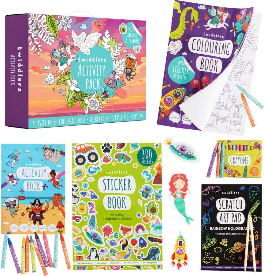 THE TWIDDLERS Kleurboeken voor Kinderen 42-delig Knutselset met Activiteiten Stickers Pennen