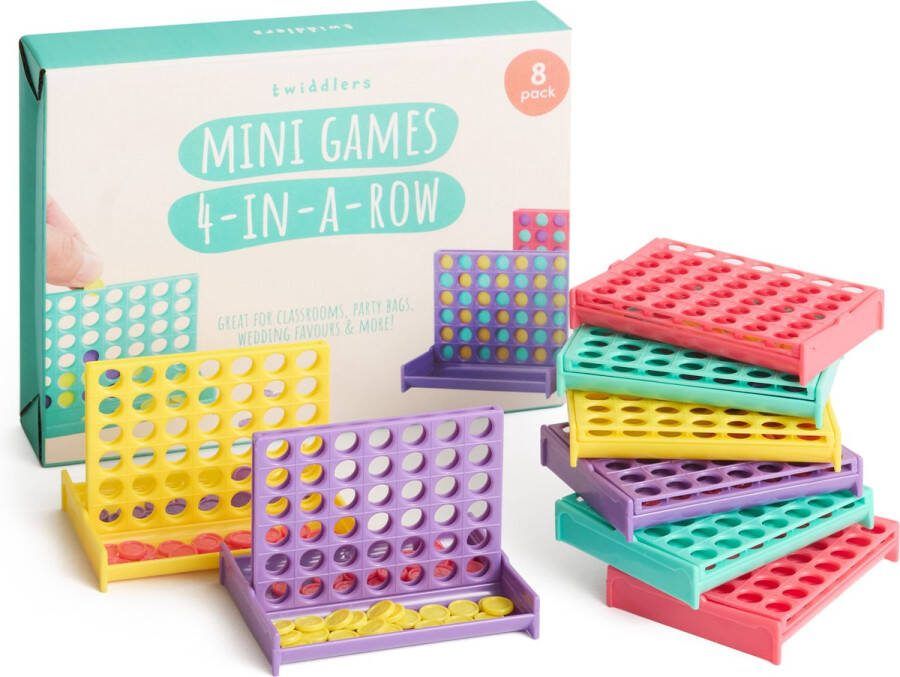 The Twiddlers Mini 4 Op Een Rij Spellen (8 Pak) Klein Bordspel Reisspel voor Kinderen Verjaardagen Kinderfeestjes Speelgoed Weggevertjes Traktaties Weggeggadeschenken