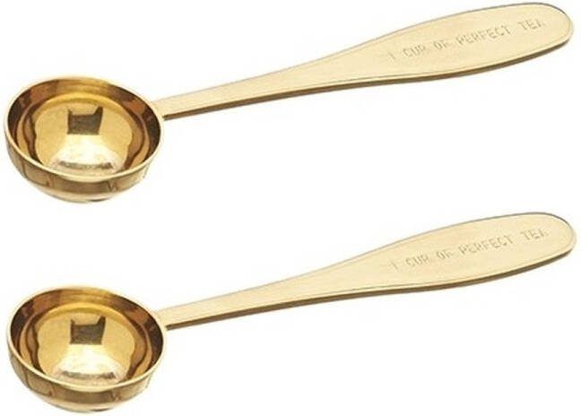 Thee Maatlepel Goud Thee Maatschep RVS Maatlepel Losse thee Doseer lepel thee 1 Cup of Perfect Tea Set van 2