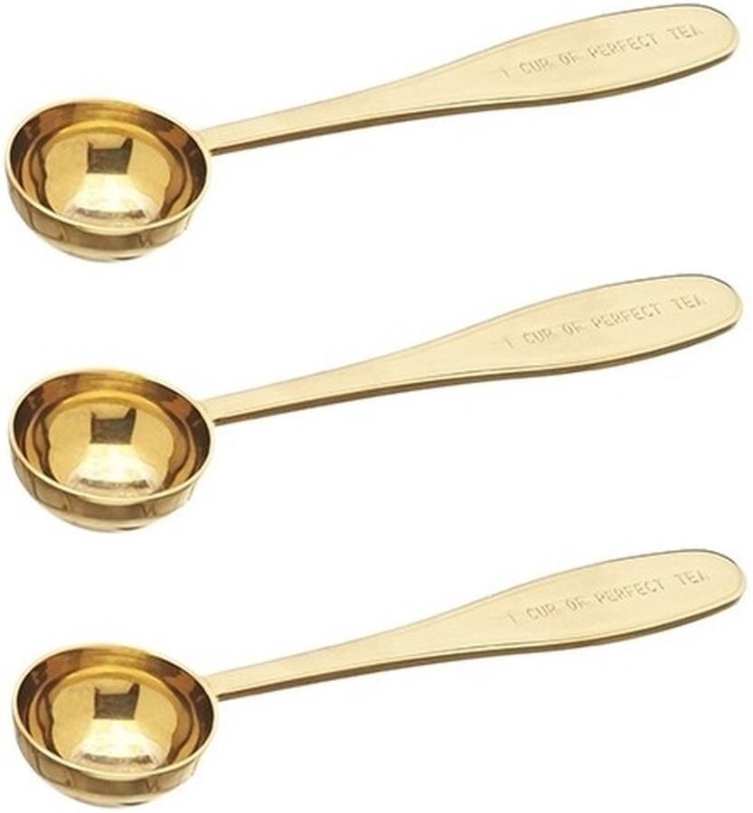 Thee Maatlepel Goud Thee Maatschep RVS Maatlepel Losse thee Doseer lepel thee 1 Cup of Perfect Tea Set van 3