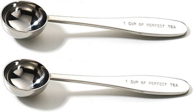 Thee Maatlepel RVS Maatlepel Thee Maatschep Losse thee Doseerlepel thee 1 Cup of Perfect Tea Set van 2