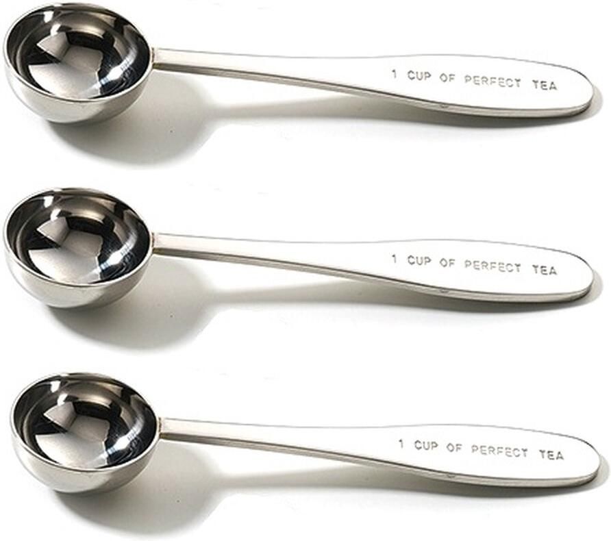 Thee Maatlepel RVS Maatlepel Thee Maatschep Losse thee Doseerlepel thee 1 Cup of Perfect Tea Set van 3