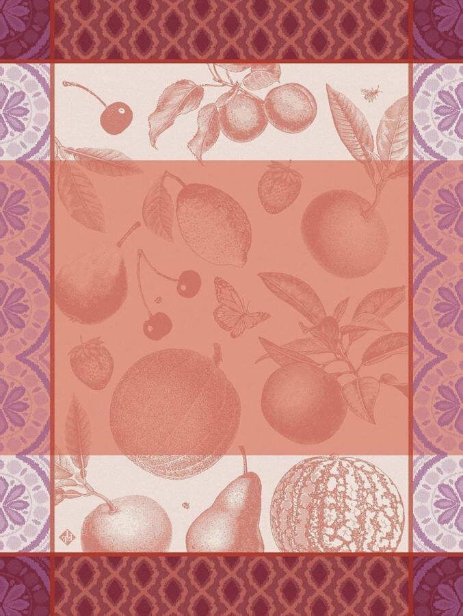 Theedoek Arriere-Pays Peche 80X60 cm katoenen keukendoek met fruitprint
