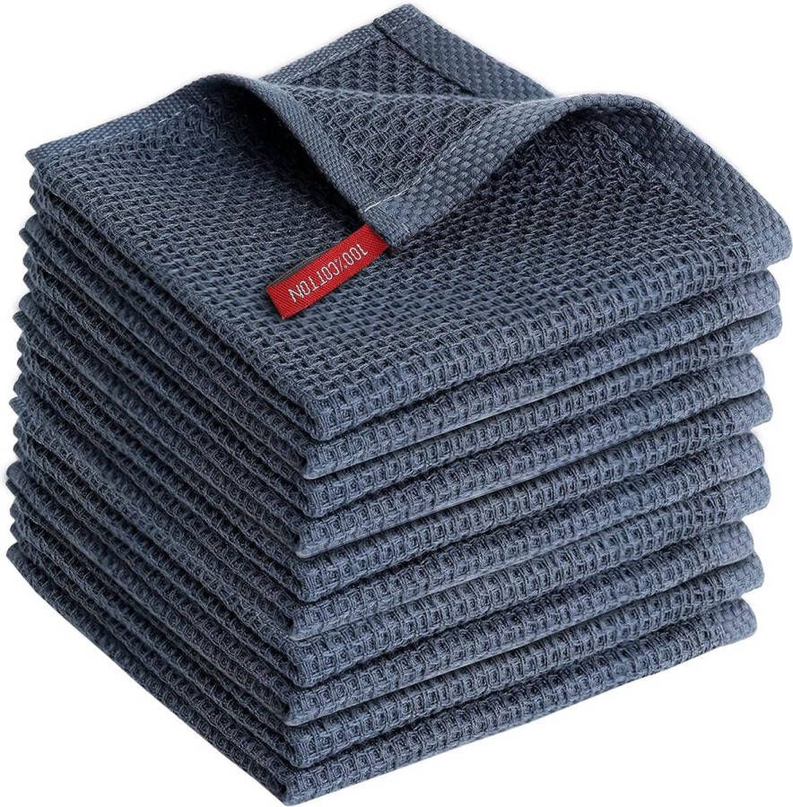 Theedoeken 100% katoen set van 10 30 x 30 cm zachte handdoeken absorberende doeken reiniging keukendoeken donkergrijs
