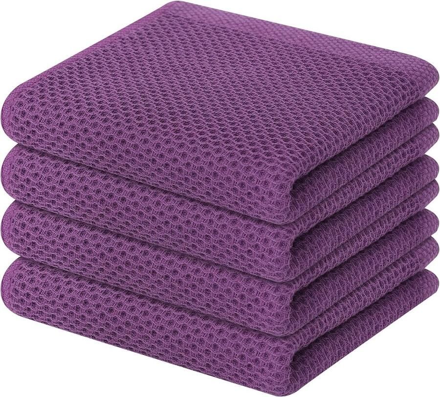 Theedoeken 100% katoen set van 4 32 x 72 cm zachte theedoeken keukendoeken absorberende keukenhanddoeken dikke premium theedoek vaatdoeken schoonmaakdoekjes