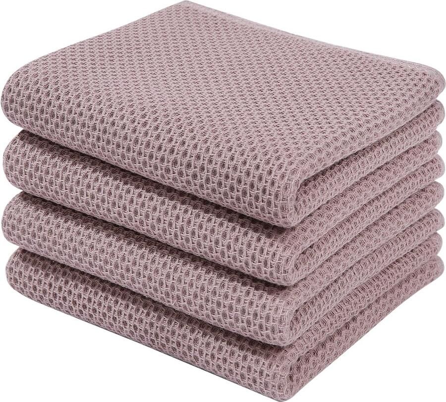 Theedoeken 100% katoen set van 4 32 x 72 cm zachte theedoeken keukenhanddoeken absorberend dikke premium theedoeken vaatdoeken poetsdoeken bruin