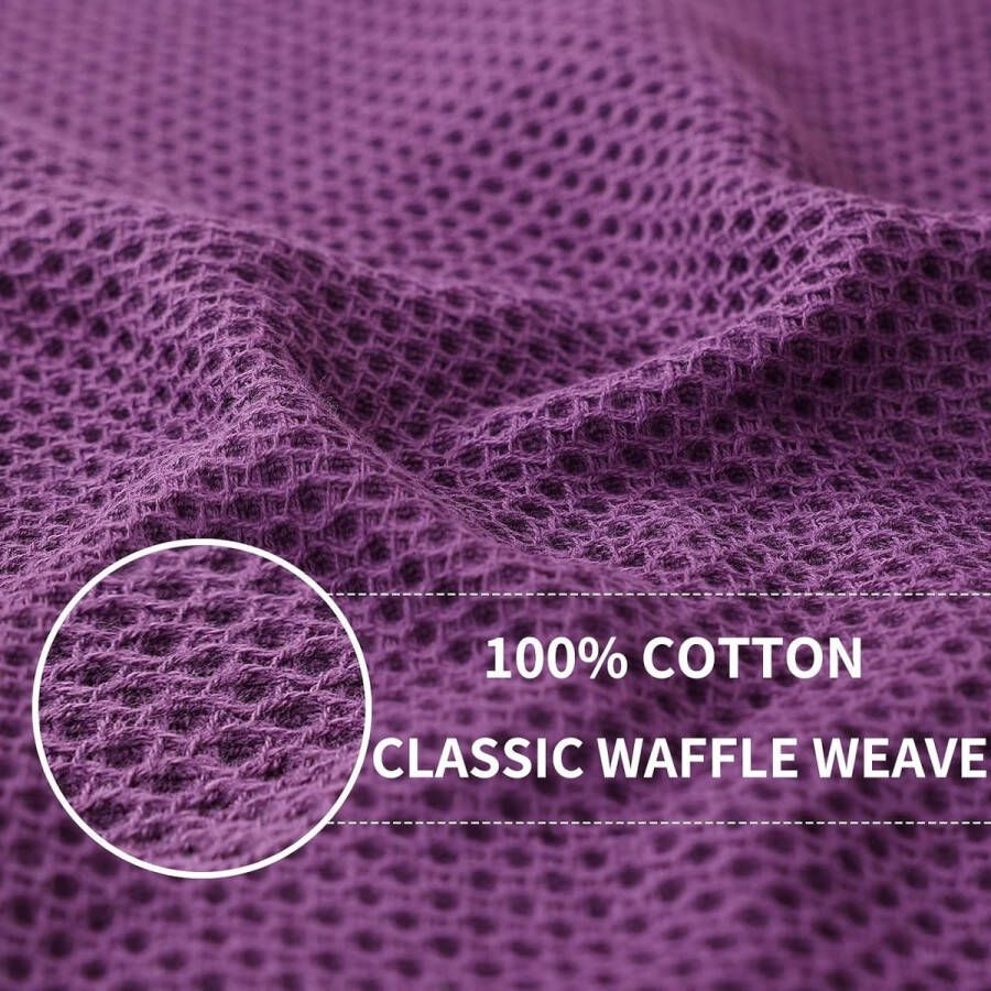 Theedoeken 100% katoen set van 6 30 x 30 cm zachte theedoeken keukenhanddoeken absorberend keukendoeken dikke premium vaatdoek poetsdoeken paars