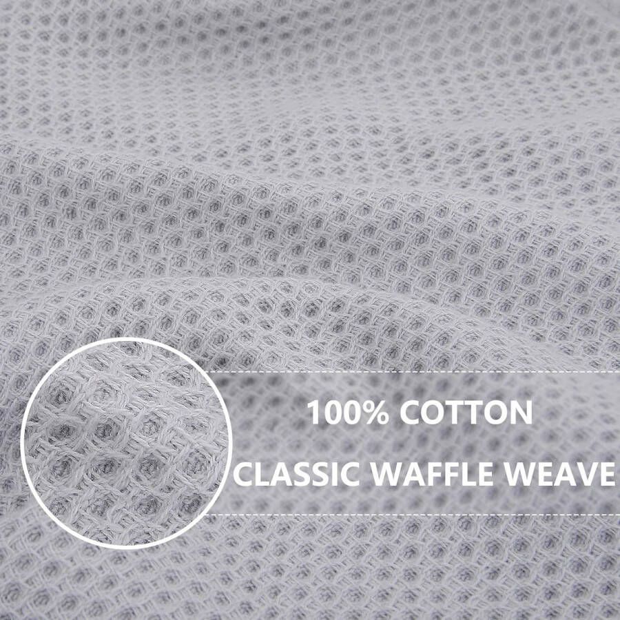 Theedoeken 100% katoen set van 6 32 x 72 cm zachte theedoeken keukenhanddoeken absorberend dikke premium vaatdoek vaatdoeken poetsdoeken lichtgrijs
