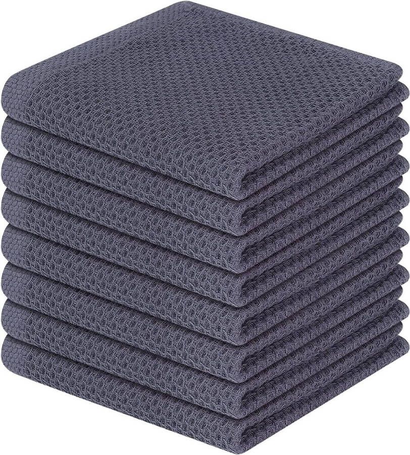 Theedoeken 100% katoen set van 8 30 x 30 cm zachte theedoeken keukenhanddoeken absorberend dikke premium vaatdoek vaatdoeken poetsdoeken donkergrijs