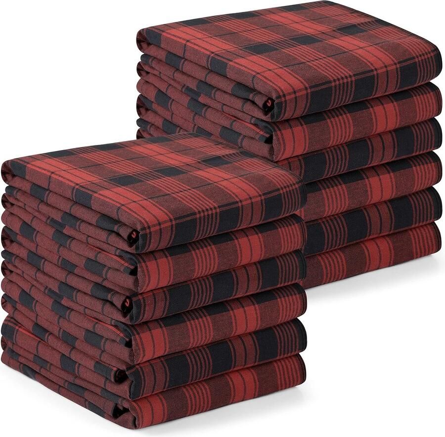 Theedoeken 38 x 64 cm 100% ringgesponnen katoen super absorberende keukendoeken droogdoekenset (12 stuks zwart en rood)