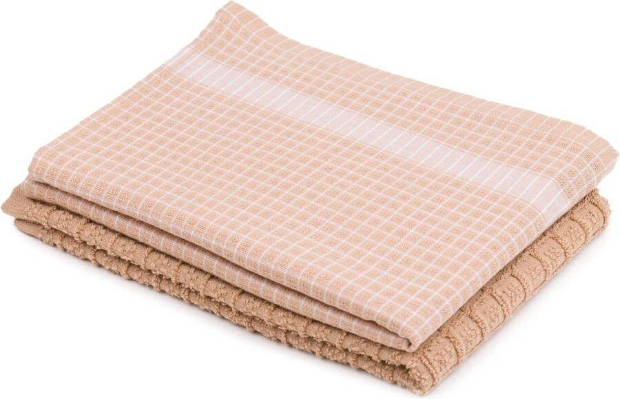 Theedoeken geblokt 100% katoenen Jacquard Set van 2 50 x 70 cm Poeder Wit Theedoeken geblokt