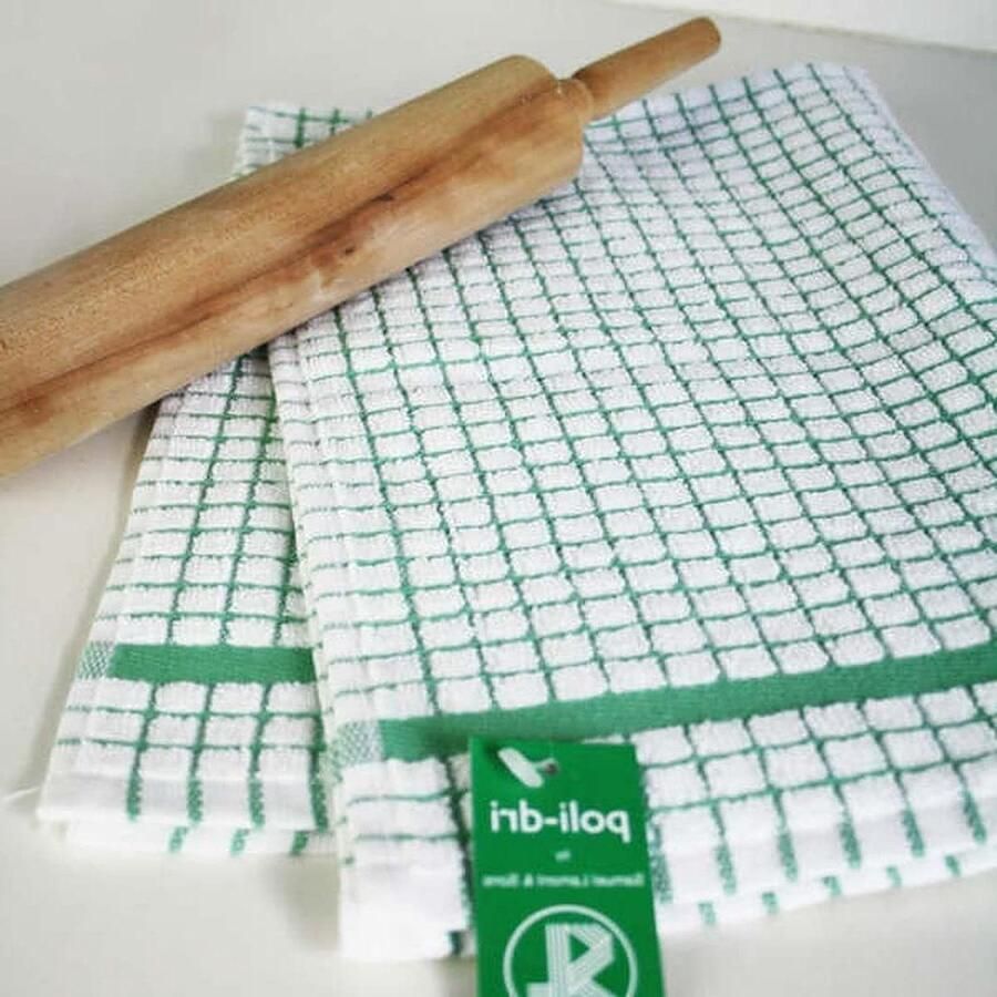Theedoeken geblokt groen ultra-absorberend super zachte keukendoek 100% katoen terry towelling machine wasbaar 50x70cm Theedoeken geblokt