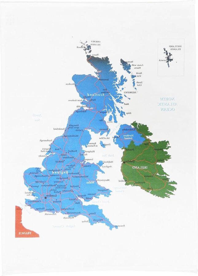 Theedoeken geblokt Kaart van de Britse eilanden en Ierland katoenen theedoek met print souvenir voor in de keuken theedoeken geblokt