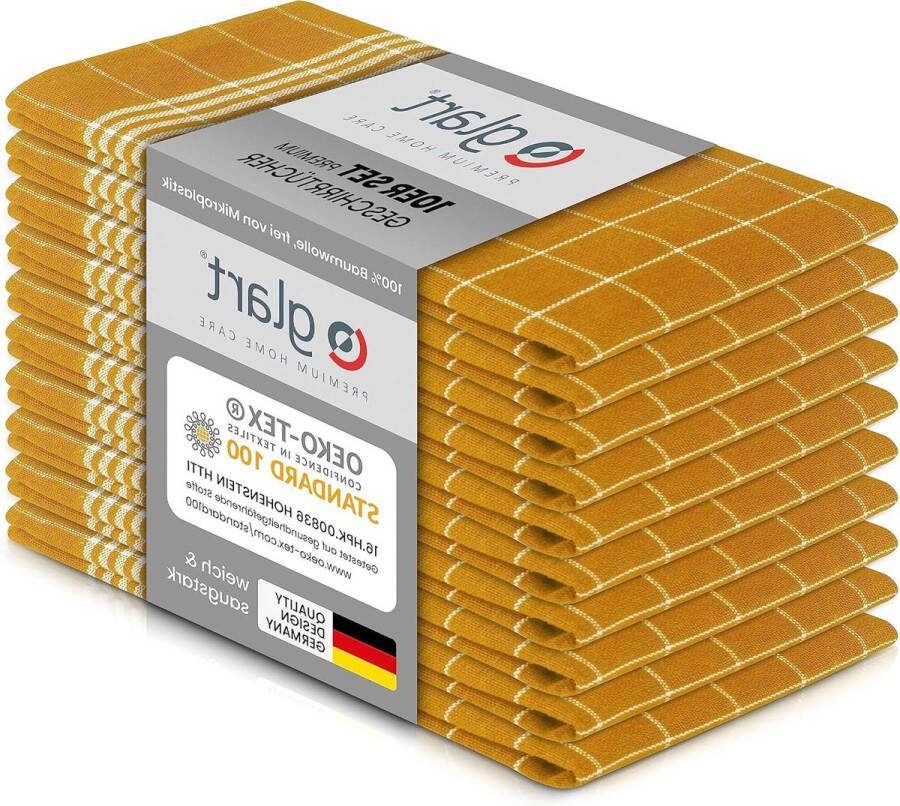 Theedoeken geblokt keukendoeken 50 x 70 cm 100% katoen Oeko-Tex Standard 100 geel voorgewassen- keukendoeken afwasdoeken theedoeken geblokt