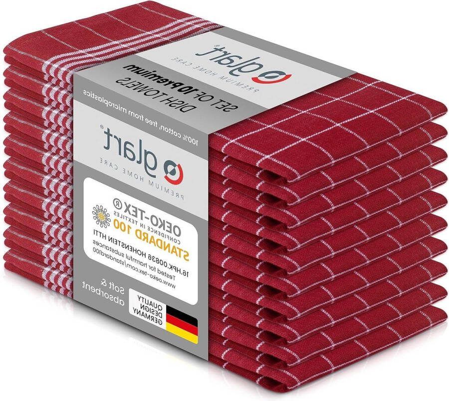 Theedoeken geblokt keukendoeken 50 x 70 cm 100% katoen Oeko-Tex Standard 100 rood voorgewassen keukendoeken en afwassen Theedoeken geblokt