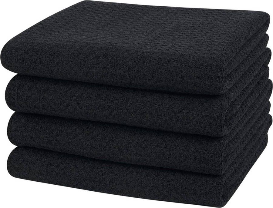 Theedoeken geblokt Microvezel zwarte keukendoeken zachte en absorberende premium keukendoeken reinigen van de keuken 40 x 60 cm (4 stuks) theedoeken geblokt