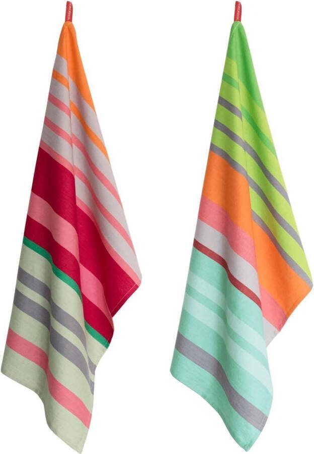 Theedoeken geblokt Set van 2 theedoeken 100% katoen extra absorberend pluisvrij keukendoeken kleurrijk design dagelijks gebruik 50 x 70 theedoeken geblokt