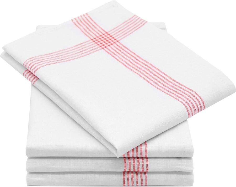 Theedoeken geblokt set van 4 vaatdoeken 100% linnen 50x70 cm 228 gsm wit theedoeken geblokt