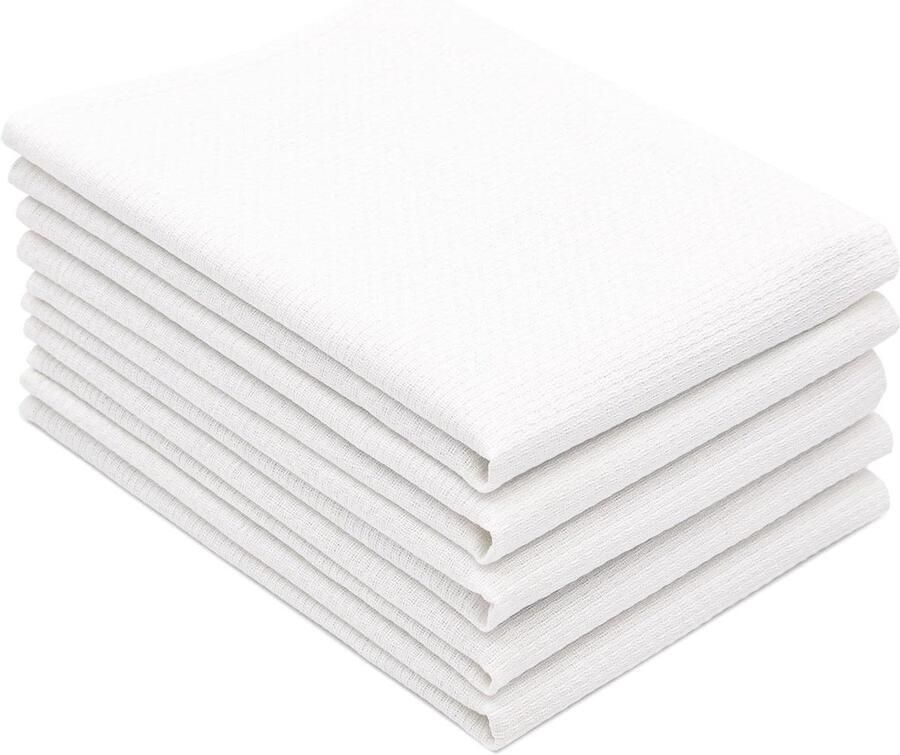 Theedoeken geblokt Set van 5 katoenen theedoeken 50 x 75 cm zacht en duurzaam keukendoeken wasbaar tot 95 °C wit gastronomie kwaliteit Oeko Tex -gecertificeerd Theedoeken geblokt